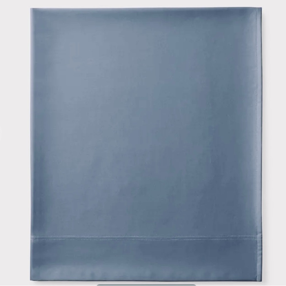 The Company Store Premium Sateen Flat King Bed Sheet in Mirage Blue